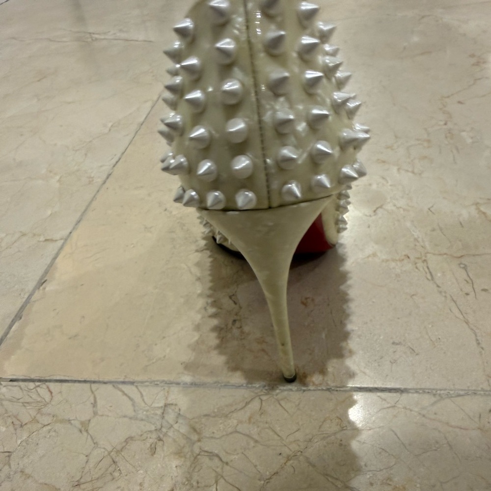 Christian Louboutin White Spiked Heels - Picture 4 of 9